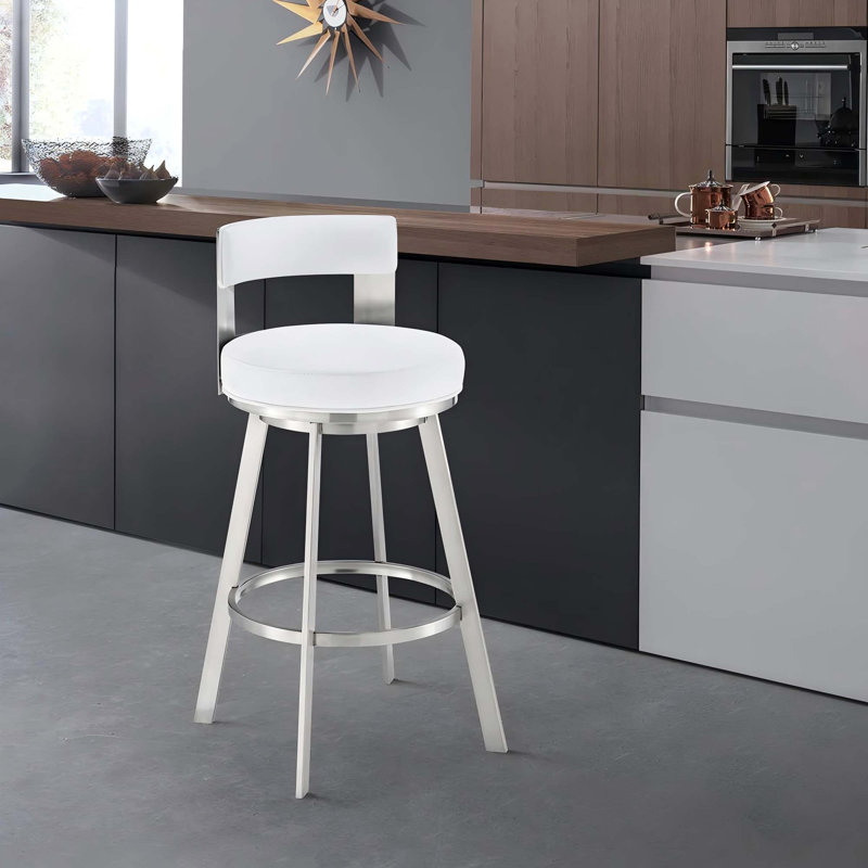 Tabouret de comptoir pivotant moderne pour îlots de cuisine, White
