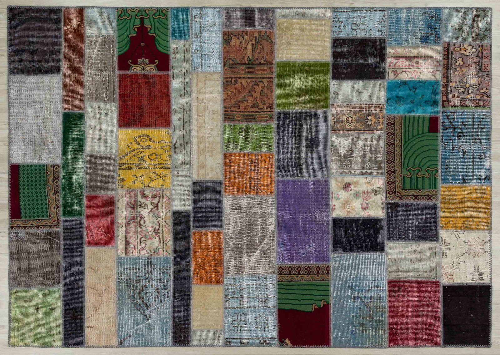 Isabelline Beige Patchwork Wool Handmade Area Rug | Wayfair