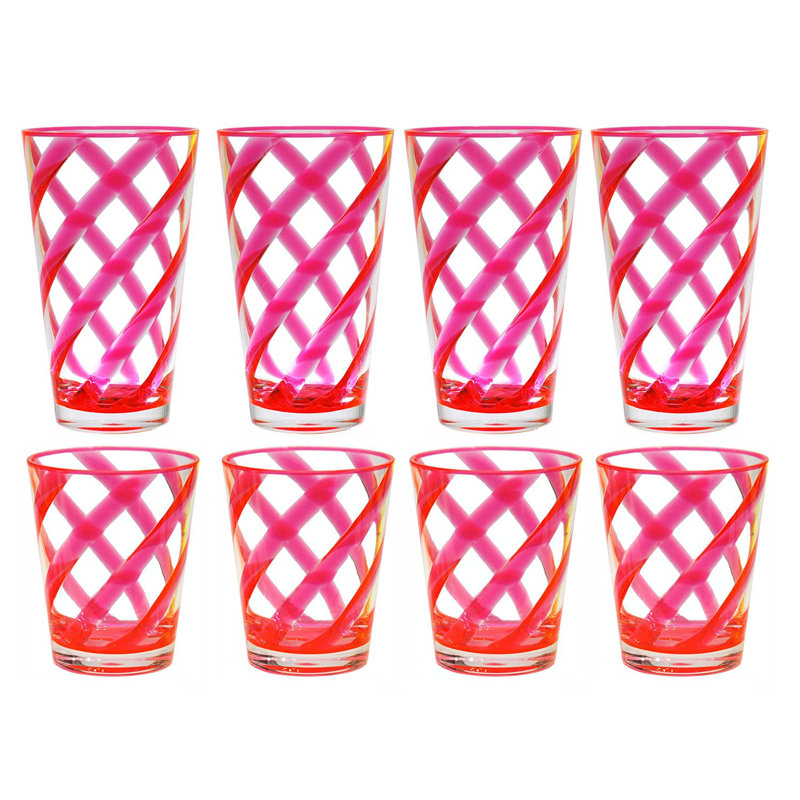 Glenorie Acrylic Drinking Glass Set, Pink