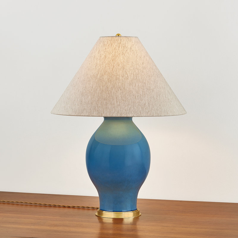 Westhorpe Table Lamp in Aged Brass and Ceramic French Blue by Mark D. Sikes