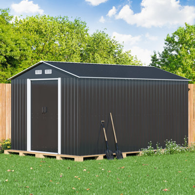 8 ft. W x 12 ft. D Metal Storage Shed with Lockable Doors and Vents -  HOGYME, HG61T1296-W01