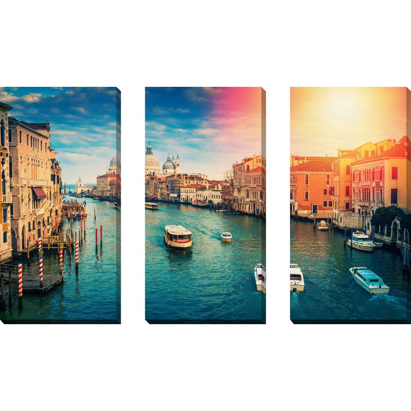 Venise, Italie - ensemble de 3 reproductions de photos sur toiles tendues