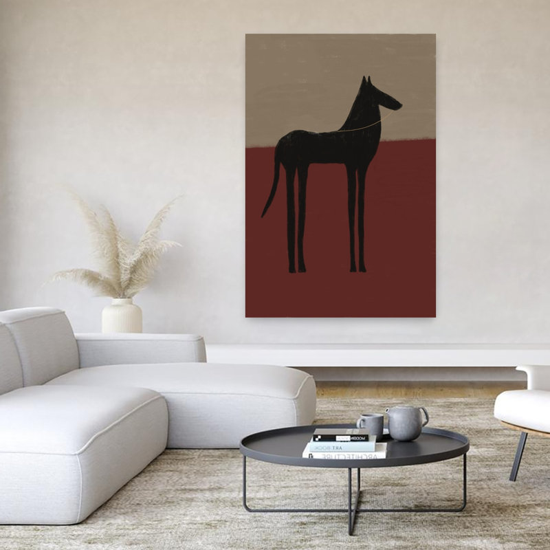 Art abstrait abstrait cheval noir minimaliste