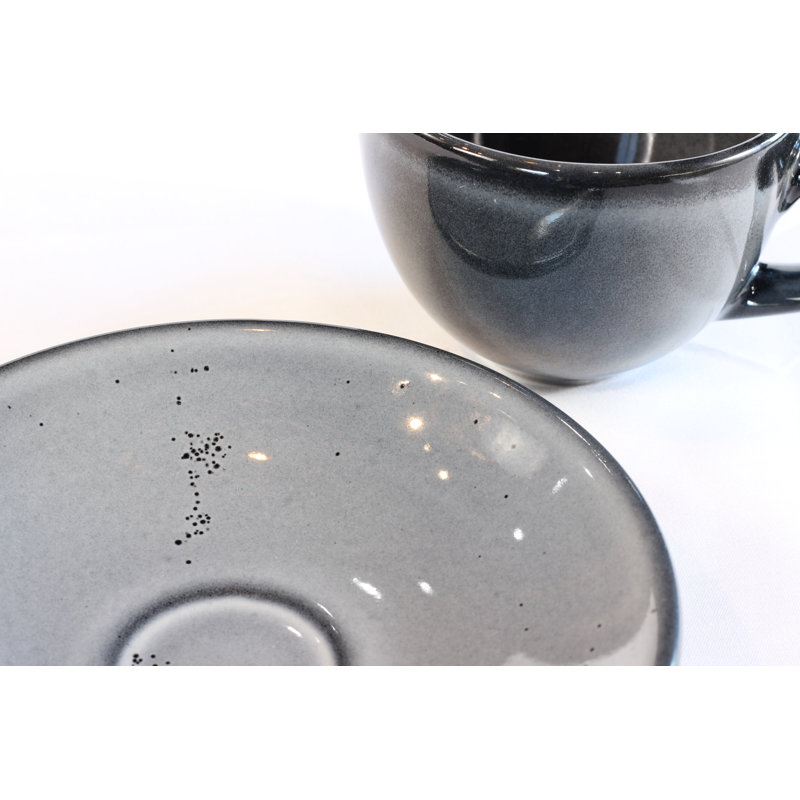Ensemble de tasse à cappuccino et soucoupe 8 pièces Denali Grey, Ensemble de 4