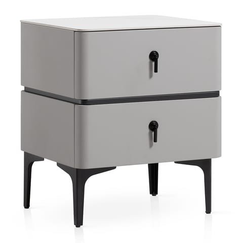 47.5cm W Metal Bedside Table, Light Grey