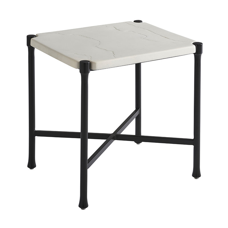 Pavlova Black Rectangular End Table with Limestone Top