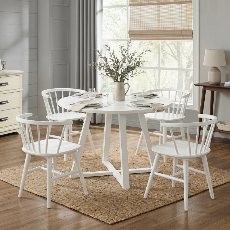 5-Piece Dining Set Trestle Dining Table With 4 Windsor Chairs