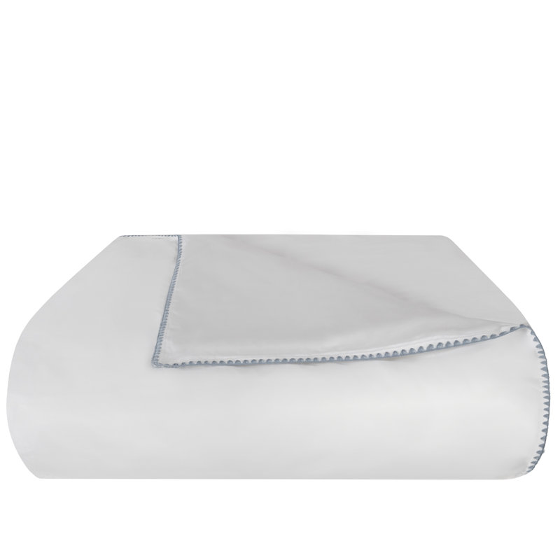 Poppy 100% Cotton Percale Duvet Cover, white/ ocean blue, Full / Double