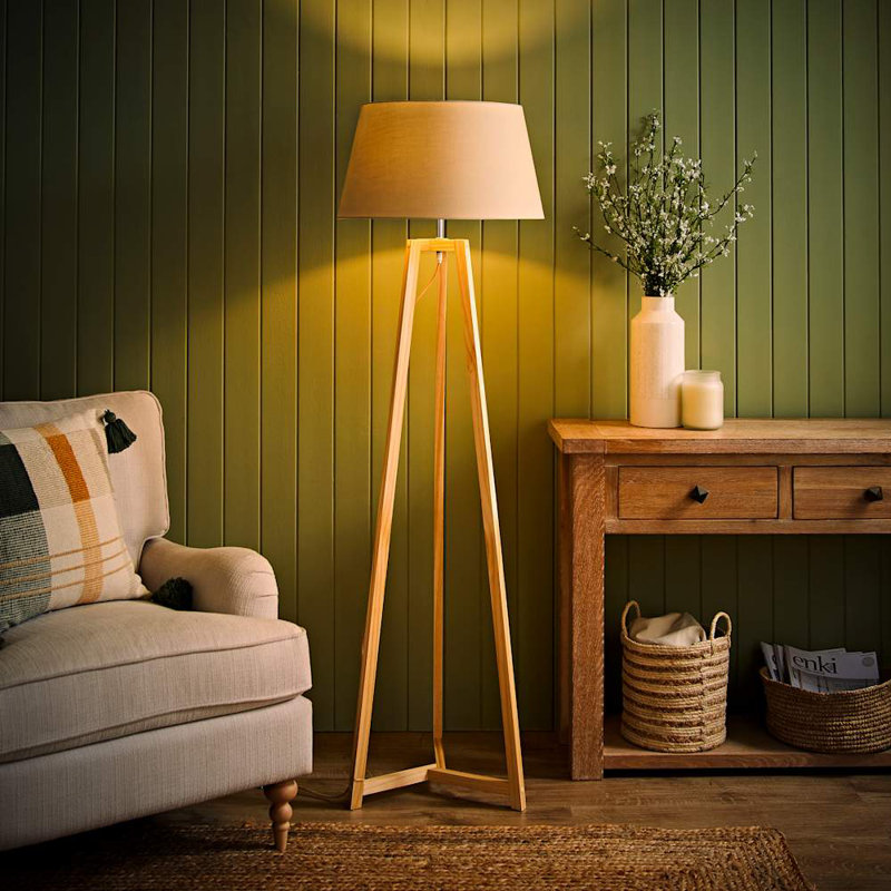 Rhavyn 158cm Natural Traditional Floor Lamp, Beige