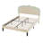 Beige Velvet Upholstered Platform Queen Size Bed Frame with LED Headboard, Adjustable Tufted Modern Bed with USB & Type-C Charging Ports, Storage & Noise-Free Slats-1425249094-1425249093