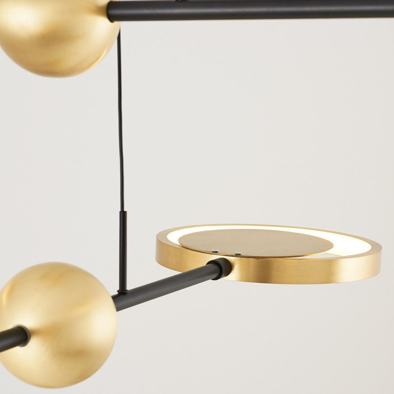 Modern Scandinavian Chandelier, Antique Finish, 32.3 in Diameter x 47.2 in Height | Metal Body with Glass Cap, 2 x 22W LED (3000K, 4400 Lm) | Stylish Lighting for Living Room, Dining Area & Home Decor