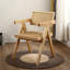 Chaise de salle à manger moderne en rotin de style Mid-Century, fauteuil confortable pour l'intérieur et l'extérieur, design en bois durable et élégant-133760383