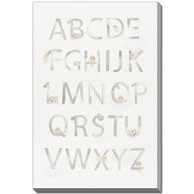 Sheep Alphabet Green Canvas Wall Art
