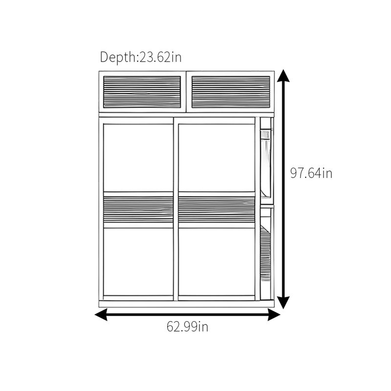 Armoire rétro en rotin tissé classique, H 97,64 po x l 62,99 po x P 23,62 po