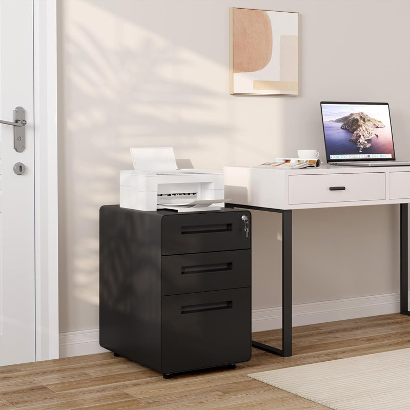 3 Drawer Filing Cabinet, Black