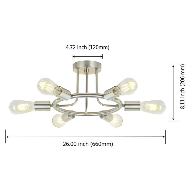 Venira Semi Flush Mount, Polished Chrome