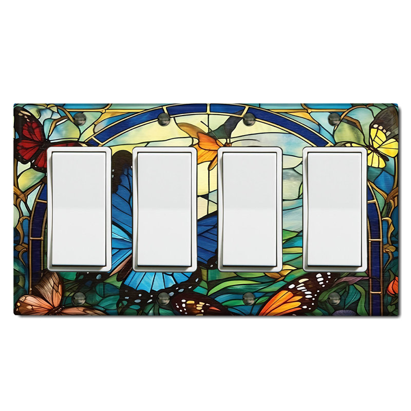Plaque murale papillon à motif de carreaux verts à motif de papillons 4 familles