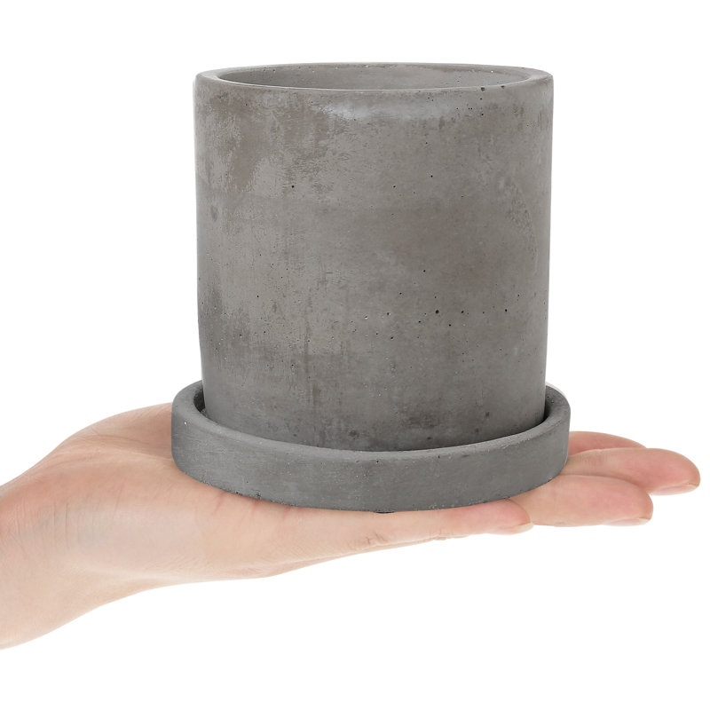 Indoor Unglazed Cement Pot Planter Set, 4