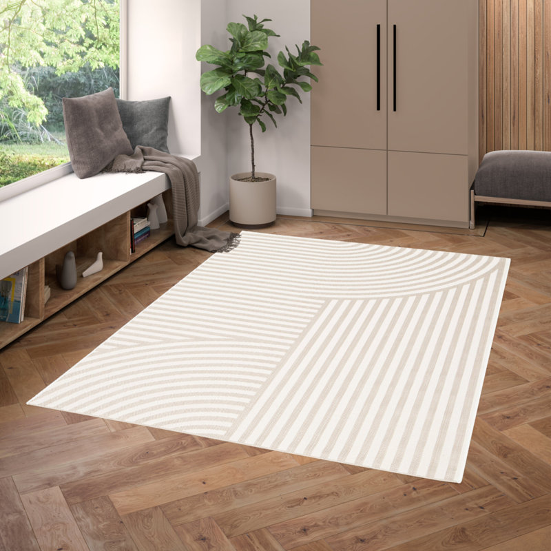 Binnur Geometric Recycled P.E.T Flatweave Indoor / Outdoor Area Rug, Rectangle 120 x 170cm
