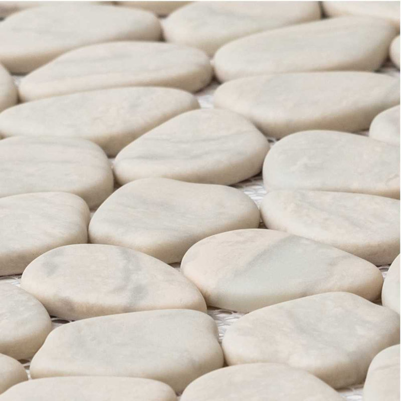 Recycled Cenote Pebble 13" x 13" Glass Mosaic Tile, Crema