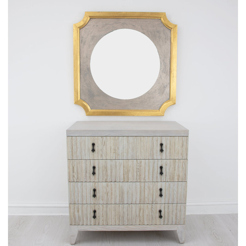 Zeke Square Wall Mirror, Champagne/Gold Leaf