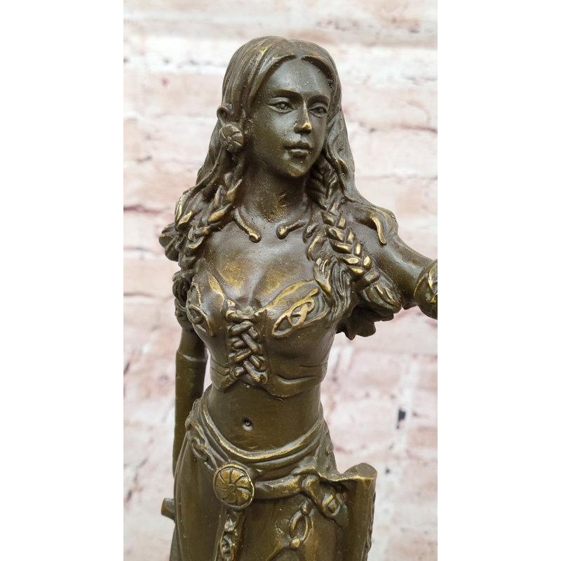 Mythological Goddess with Bird Bronze Sculpture - Celtic Norse Numbered Signed Art
