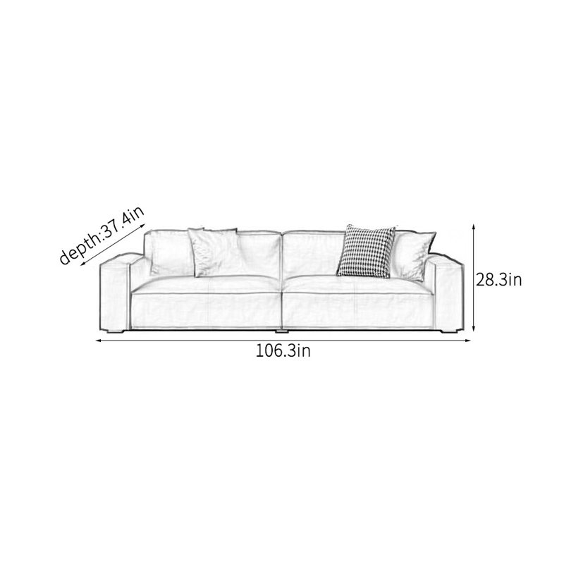 Canapé de réception simple et moderne, H 28,3 po x l 106,3 po x P 37,4 po
