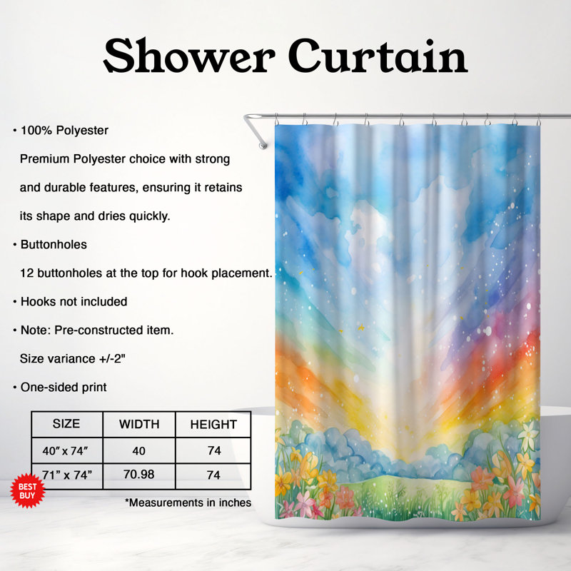 Rideau de douche standard 1 pièce Pastel Terrain, H 74 po x l 40 po