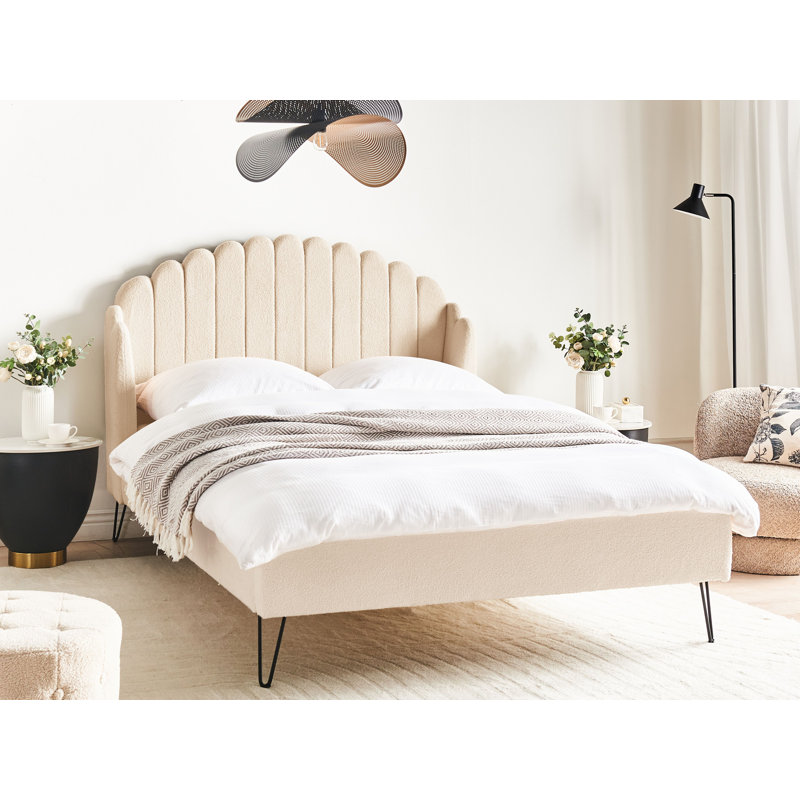 Bed Boucle Ambillou, European Double (140 x 200 cm), Beige