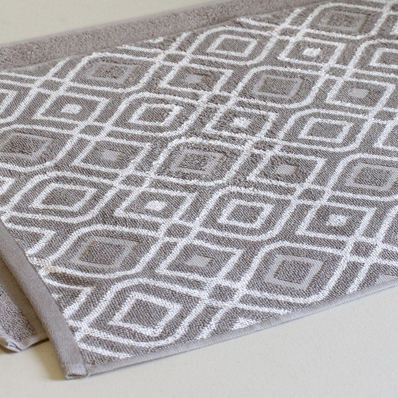Ash Gray Egyptian Cotton 6-Piece Towel Set with Medallion Pattern