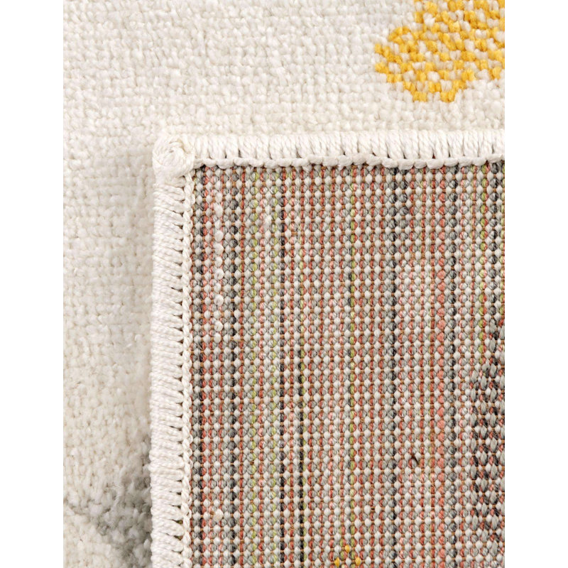 Tapis pour enfant Whimsy, Tapis de couloir 2 pi 2 po x 6 pi, Bleu / jaune / crème
