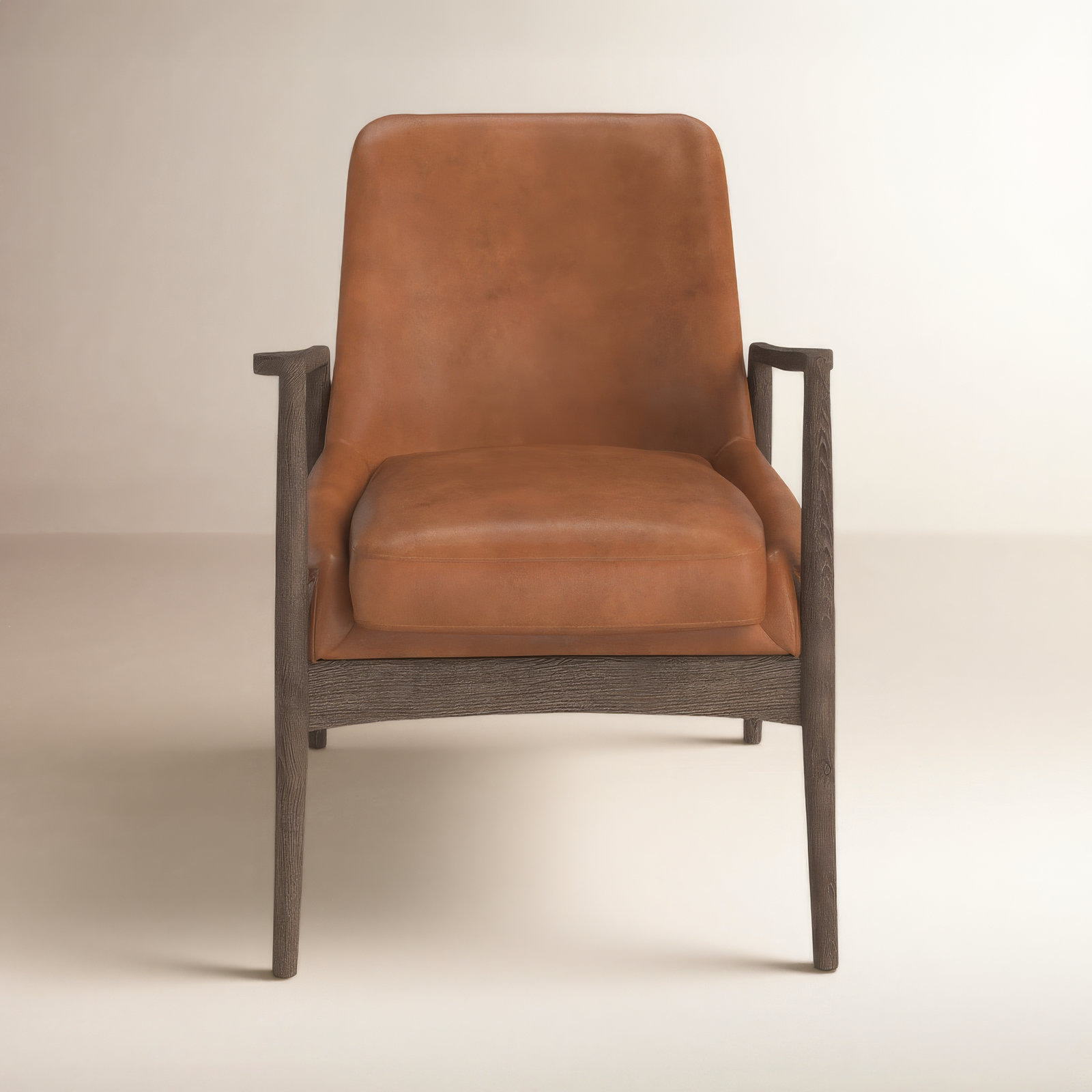 Bogota Genuine Leather Armchair, Brandy Genuine Leather