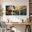 «Layered Mountains and Bamboo Under Golden Moon», ensemble de 3 toiles murales-133444536