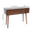 3 Drawers Elegant Rectangular Floorstanding Makeup Vanity Desk With Mirror Bedroom Dressing Room Modern Dressing Table