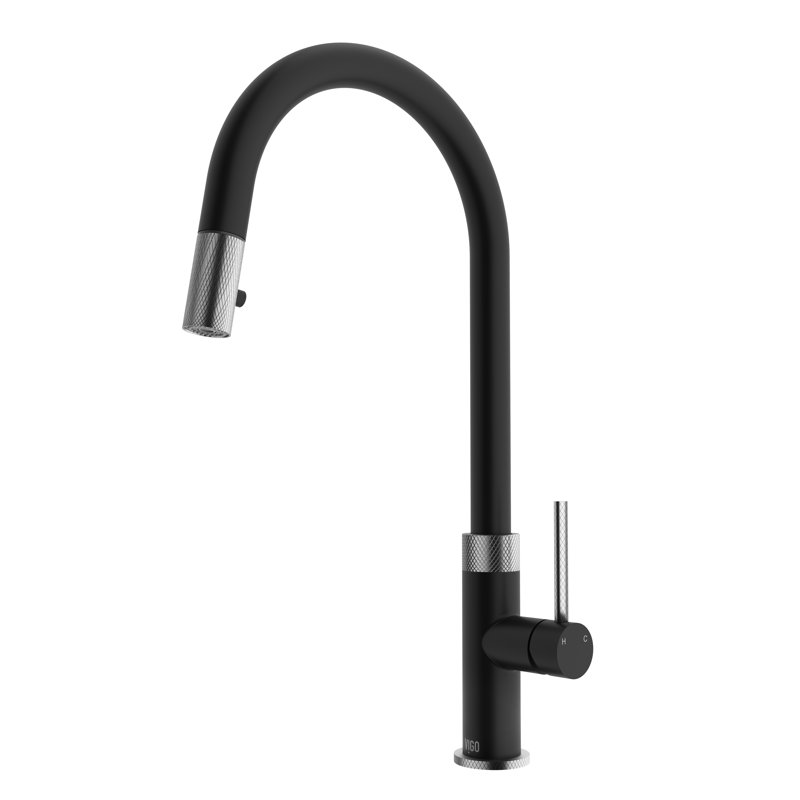 Bristol 19" H 1-handle Pull-Down 2-Function Sprayer Kitchen Faucet, Stainless Steel/Matte Black