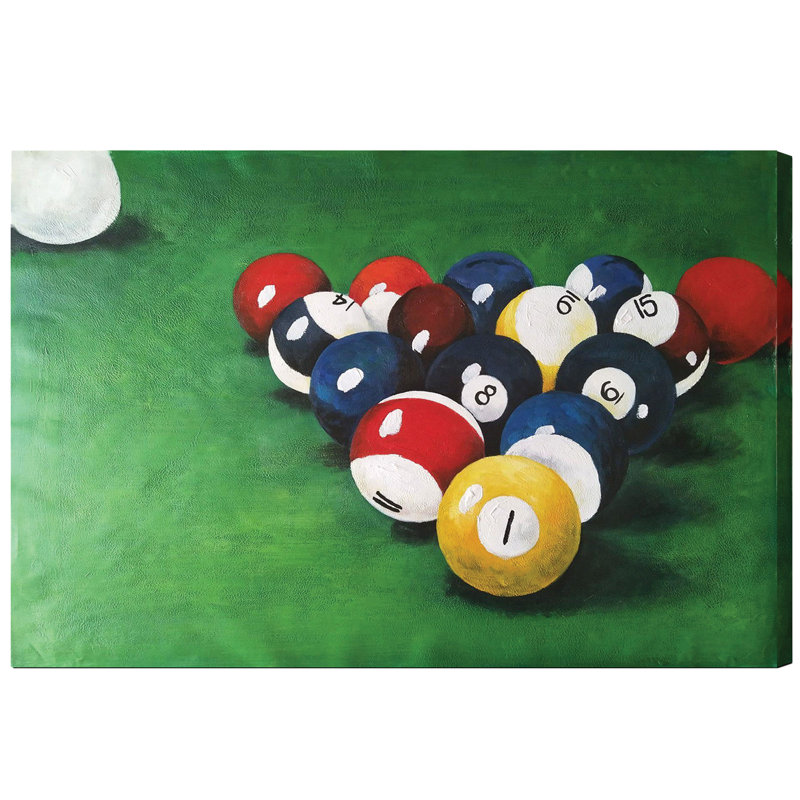 "Billiards Set-up", peinture à l'huile sur toile tendue par RAM Game Room