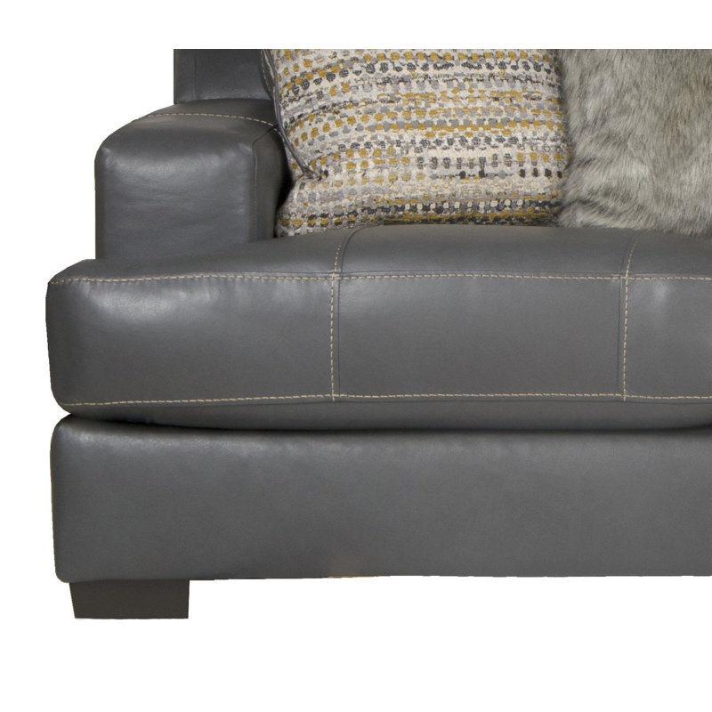  Ensemble de salon en cuir véritable 2 pièces Collmar, Cuir véritable gris anthracite