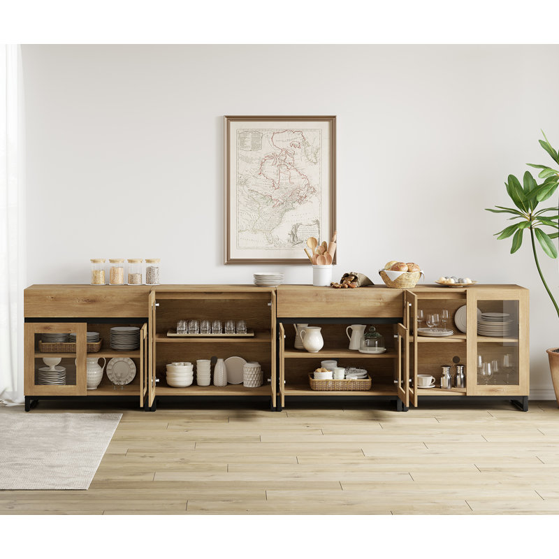 4 In 1 Multifunctional Dresser With Glass Doors And 2 Drawers, Modern Chest Of Drawers With Adjustable Shelf And Metal Base, Closet Organizers And Storage Cabinet