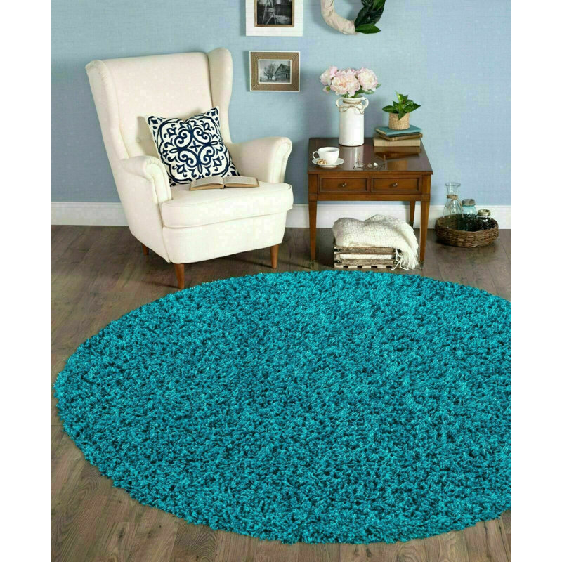 Elerby Solid Colour Shag Area Rug, Square 120cm