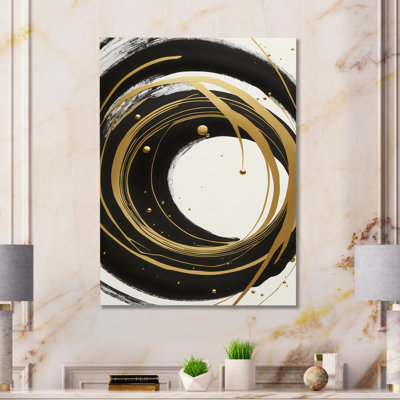 Noir, argent et or mélangeant des tourbillons III - peinture sur toile