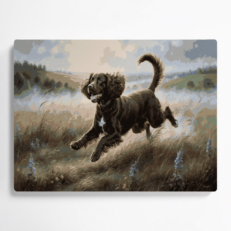 «Dogs Irish Water Spaniel», art mural en métal brun, H 11 po x l 14 po