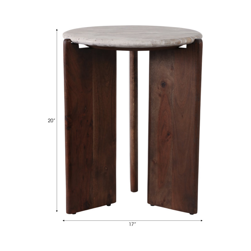 Sagebrook Home 20" Somerset Marble And Wood Accent Table, Multi