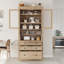 Garde-manger élégant de style shaker Eltera de 78 pouces avec portes en verre et surface rabattable-121788041