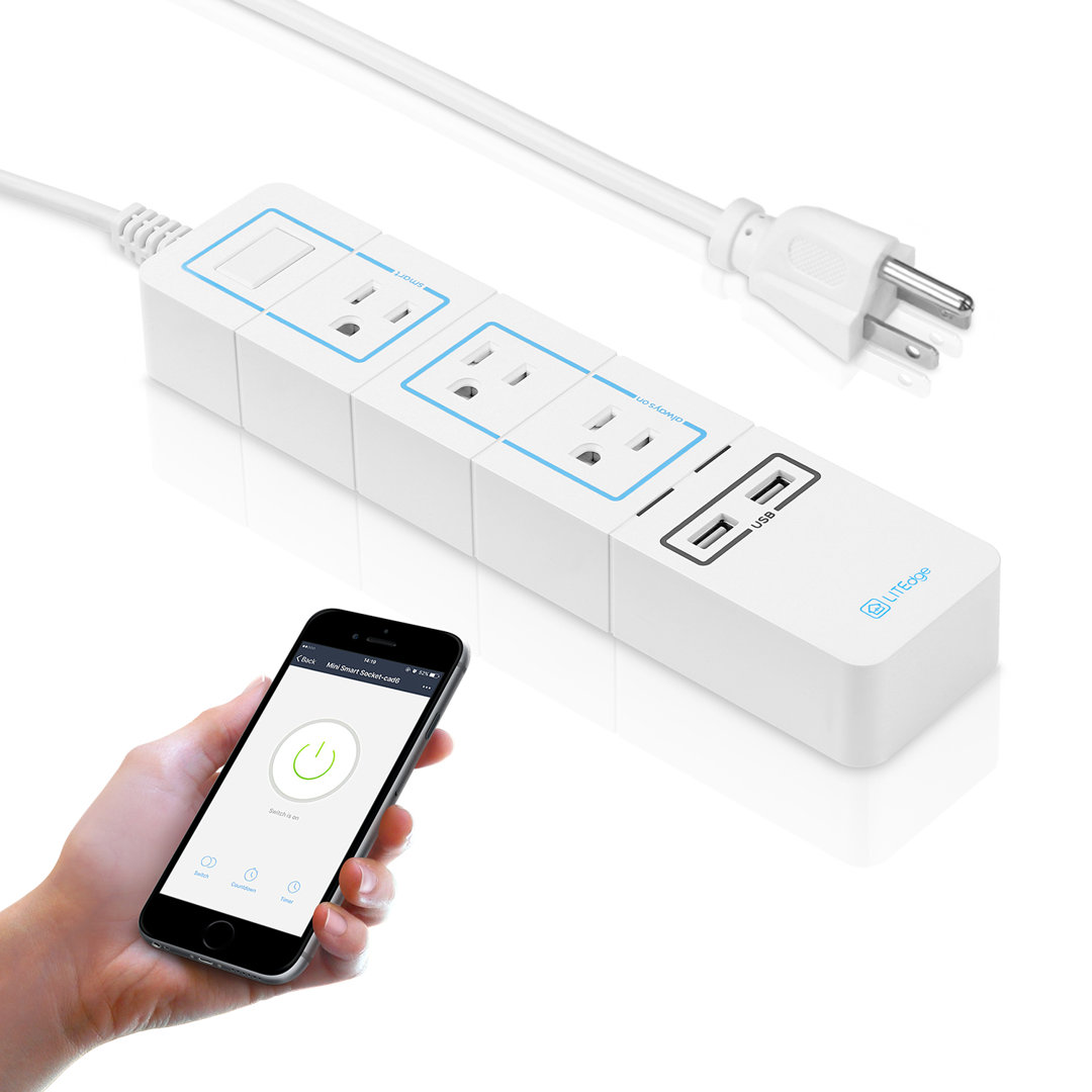 3 Outlets with 2 USB Charging Port WIFI Accessible Smart Power Strip Socket Plate TORCHSTAR