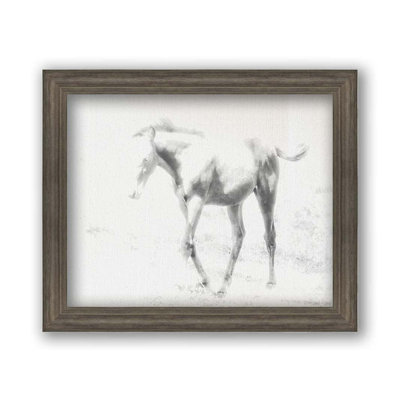 Poney dans un enclos par Hal Halli. Impression sur papier - Montée et encadrée avec de l'acrylique transparent