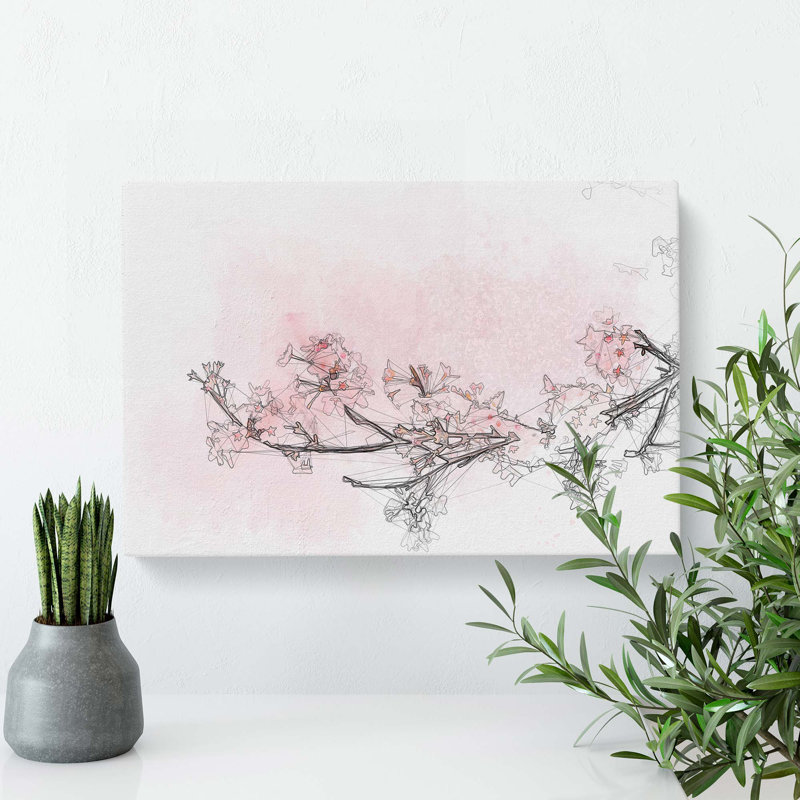 Pink Cherry Blossom in Abstract - Wrapped Canvas, 40cm H x 60cm W x 3cm D