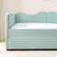 Lit de jour double, lit de jour rembourré en vichy équipé d'une base de lit gigogne escamotable et d'une pochette de rangement latérale, canapé-lit multifonctionnel en bois massif pour chambre d'enfant et chambre d'amis - Cyan-1383724844-1383724846