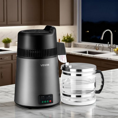 Distillateur d'eau, filtre purificateur d'eau 6L plus grand de 6 gallons pour le comptoir de table, machine à distiller un pot en verre de 900 W, machine à boire intérieure en acier inoxydable pour faire des eaux propres