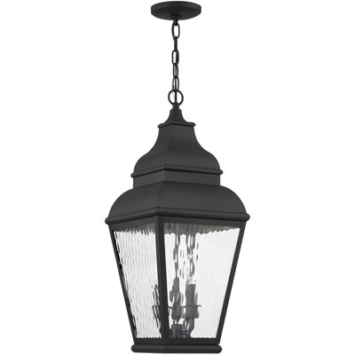 Luminaire suspendu en forme de lanterne d'extérieur de 10 pouces avec abat-jour en verre transparent