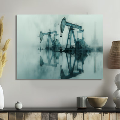 Gris gris Petrochemical Winter Texas Oil Rigs - Oil Rigs / Fields Wall Art Living Room